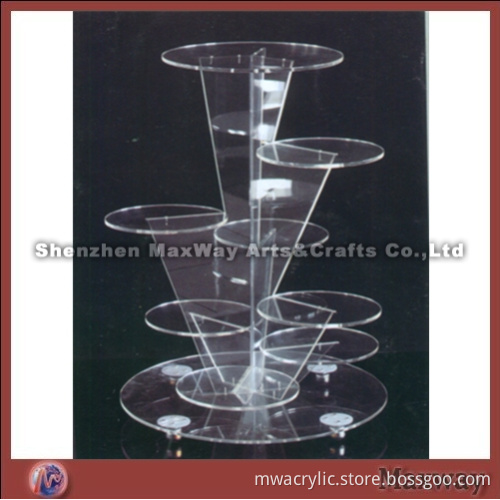 Transparent Large Round Finely Designed Acrylic Cup Cake Display Stand Rack